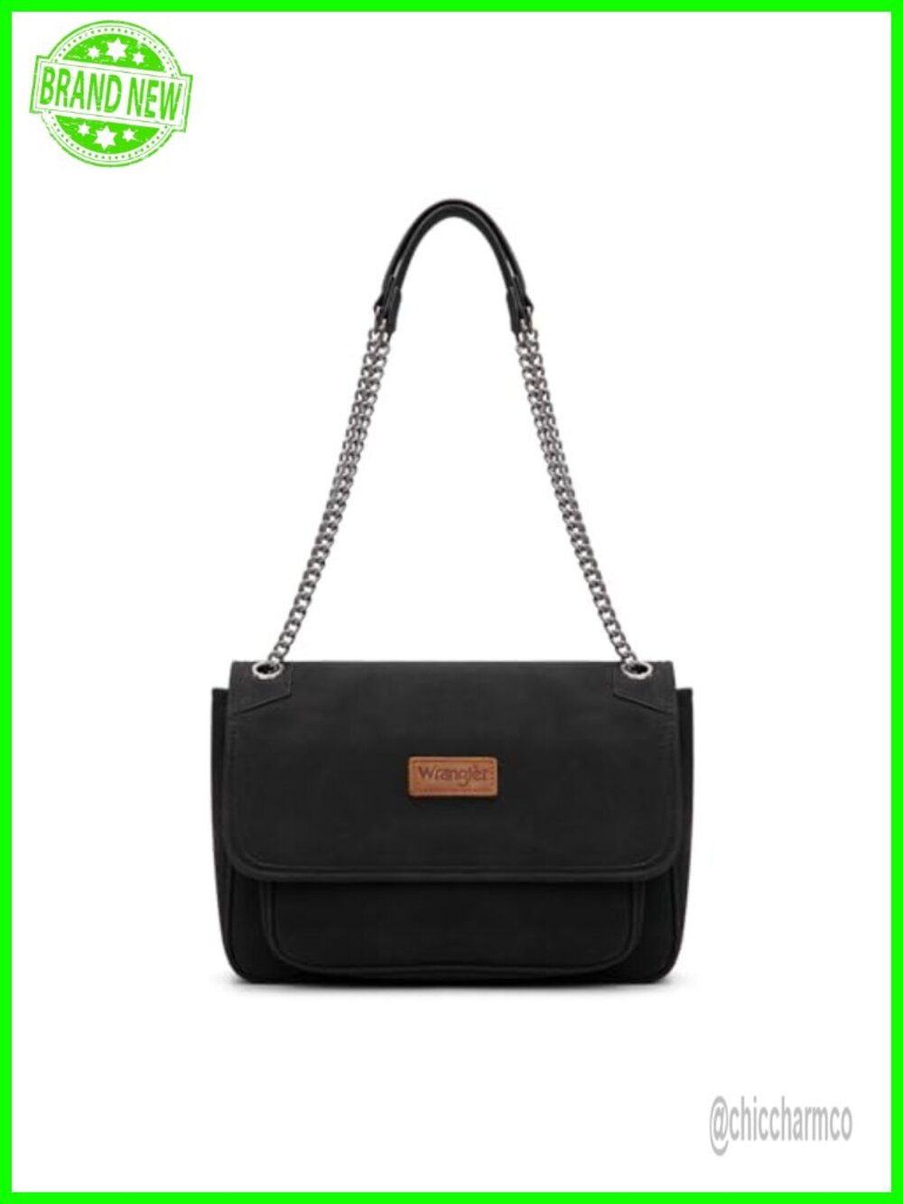 Faux Suede Flap Shoulder Bag Crossbody Chain Strap